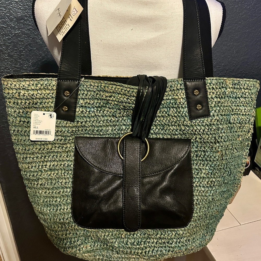 Free People Women's Green En Riva Raffia Tote